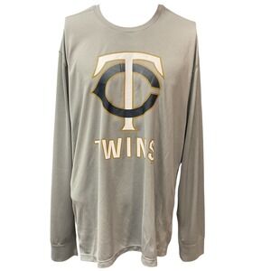 Forward Men's Crewneck Graphic Print Minnesota Twins Long Sleeve Tee Gray Sz 3XL